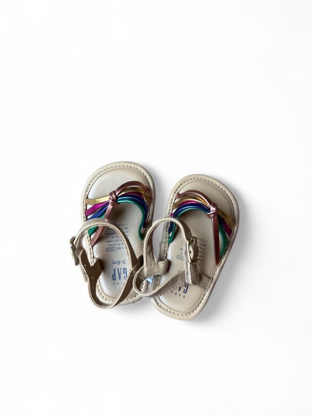 GAP Beige Sandals with Rainbow Metallic Straps